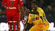 Muttiah Muralitharan in action for CSK